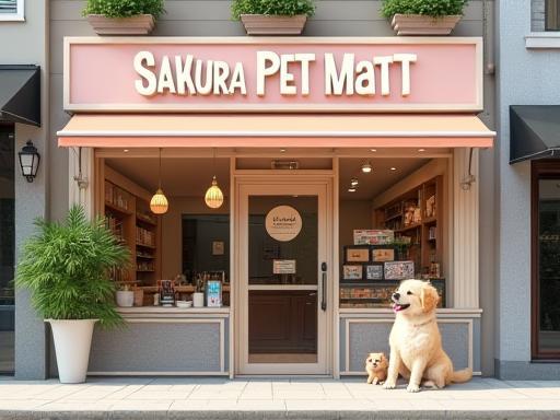 店舗外観と看板犬の写真